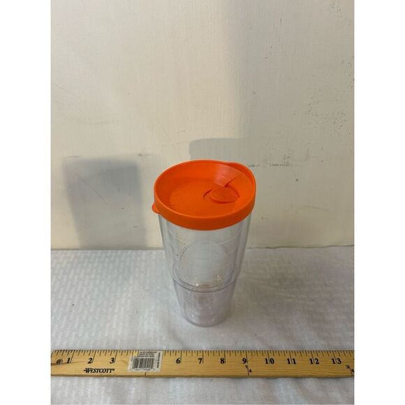 Tervis clear cup with orange lid 24 oz - Picture 1 of 3